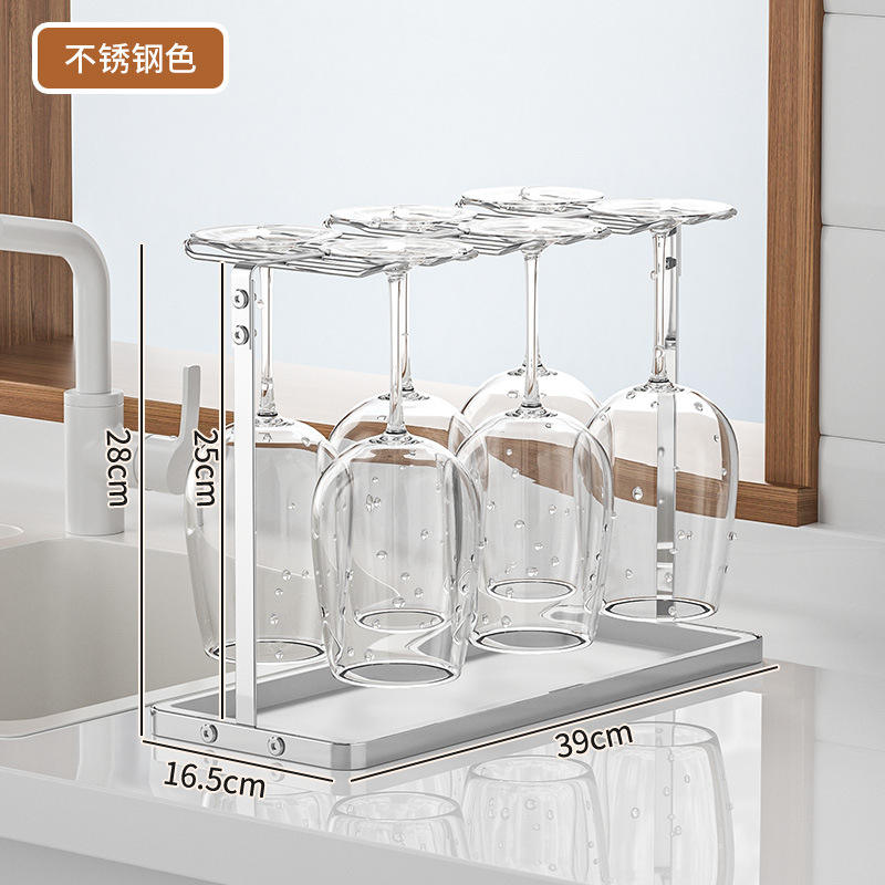 Support de verre à vin à l'envers de comptoir (acier inoxydable)