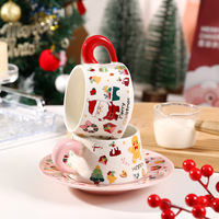 Nouvelle tasse à café en céramique de Noël, design rétro créatif et mignon, ensemble cadeau pour couple, multi-usages