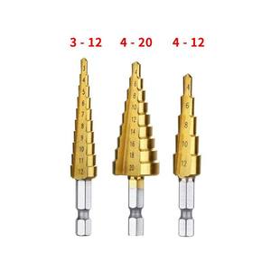 Foret à tige hexagonale plaqué titane métrique, foret multifonctionnel à pas progressif/pagode/torsion pour plaques d'acier, pour foret à tige hexagonale - Product Image 3