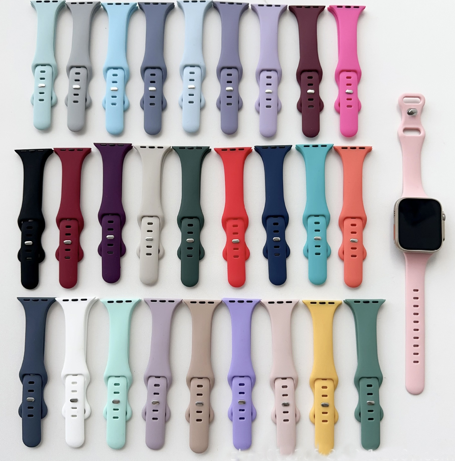 Тонкий силиконовый ремешок для Apple Watch, 45 мм, 41 мм, 44 мм, 40 мм, спортивный смарт-браслет для часов, IWatch Series Ultra 9, 8, 7, 6, 5, SE