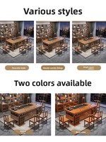 Nouvel ensemble table et chaises rectangulaires en bois massif de style chinois moderne avec espace de rangement pour bureau et maison, intégrant la préparation du thé Kung Fu