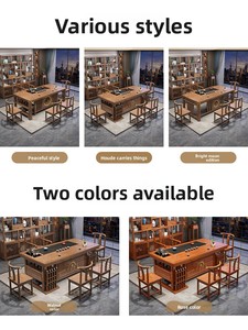 Nuevo Juego de Mesa y Sillas de Té Rectangulares de Madera Maciza de Estilo Chino Moderno con Espacio de Almacenamiento para Oficina y Hogar, Integrado para Preparación de Té Kung <span class=keywords><strong>Fu</strong></span> - Product Image 3