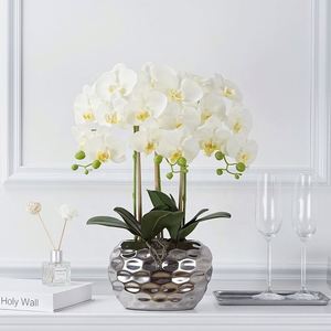 Vente en gros de fleurs d'orchidées artificielles Oh Arts, toucher réel, latex, fausses orchidées Phalaenopsis artificielles - Product Image 2