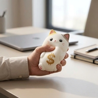 Grosir OEM Lucky Cat Squishy Stress Ball Mainan Fidget Slow Rebound untuk Dewasa Remaja Hadiah Meja Kantor Pasokan Massal
