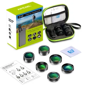 Apexel 도매 광각 매크로 모바일 카메라 렌즈 6 1 전화 렌즈 키트 cpl/nd/스타 필터 키트 아이폰 13