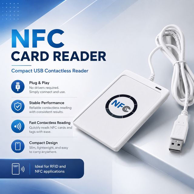 ACR122U NFC RFID Card Reader Writer 13.56MHz ISO14443A USB Contactless Smart Card Reader for Access Control