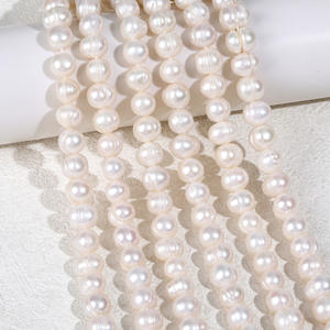 Perles d'eau douce en vrac de 9-10 mm, fabrication artisanale, perles à poinçonner pour collier DIY, accessoire avec cordon, vente en gros du fabricant - Product Image 4