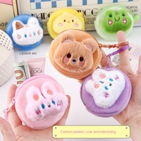 Gangsheng Cute Mini Soft Moe Cartoon Plush Coin Storage Bag with Zipper Closure Portable Earphone Pouch for Students