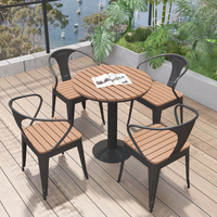 Ensemble durable de chaises de table à manger d'extérieur Design moderne pour terrasses protégées du soleil Balcons Tea Shops-Combinaison de bois et de fer