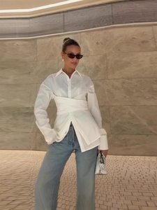 <span class=keywords><strong>Camicia</strong></span> <span class=keywords><strong>bianca</strong></span> a maniche lunghe senza rughe con Design avvolgente in vita per donne d'affari cotone traspirante Oem supporto ordine all'ingrosso - Product Image 2