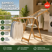 Grand Séchoir à Linge Pliable en Bambou pour Appartement, Balcon et Organisation Domestique - Vente en Gros
