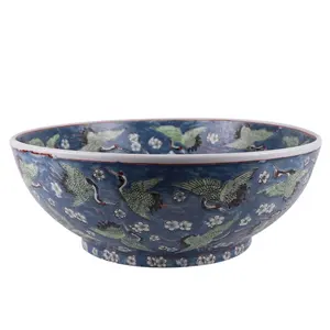 RYNQ271 vaso da fiori in ceramica con motivo a gru in prugna di ghiaccio in porcellana smaltata blu