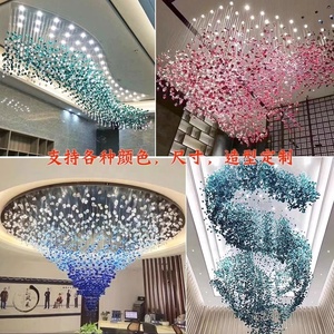 Tùy chỉnh pha lê/Thủy tinh LED trần ánh sáng trang trí mặt dây chuyền Đèn chùm cho sảnh khách sạn nhà hàng trang trí nội thất điều khiển từ xa - Product Image 4