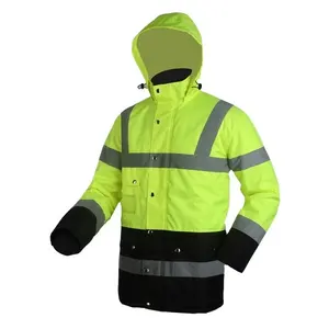 Chaqueta DE SEGURIDAD reflectante de alta visibilidad para hombre Chaqueta de construcción con capucha reflectante para hombre