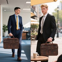 Vente en gros de porte-documents pour ordinateur portable en cuir véritable de 15.6 pouces sac à main d'ordinateur personnalisé de style vintage pour les affaires de bureau