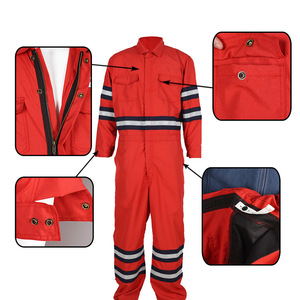 100% Cotton Red <strong>Waterproof</strong> Breathable Flame Resistant Workwear Coverall Zip Front Overall <strong>Boiler</strong> <strong>Suit</strong> Welder's Safety Uniform - Product Image 4
