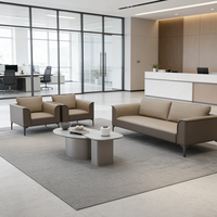 Canapé de bureau au design tendance, ensemble de canapés de réception exécutifs avec housses amovibles, canapé en cuir de style moderne pour bureaux.