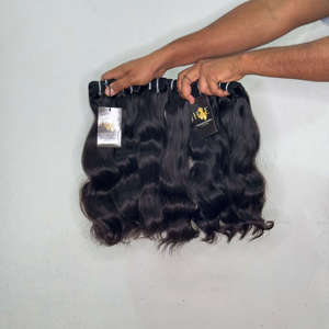 Paquete de cabello humano virgen indio de templo sin procesar, ondulado y rizado, con cierre y frontal para mujer - Product Image 2