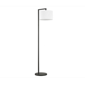 โคมไฟตั้งพื้นท่อเหล็กสีดำพร้อมโคมไฟทรงกลองสำหรับบ้านโรงแรม - Product Image 1