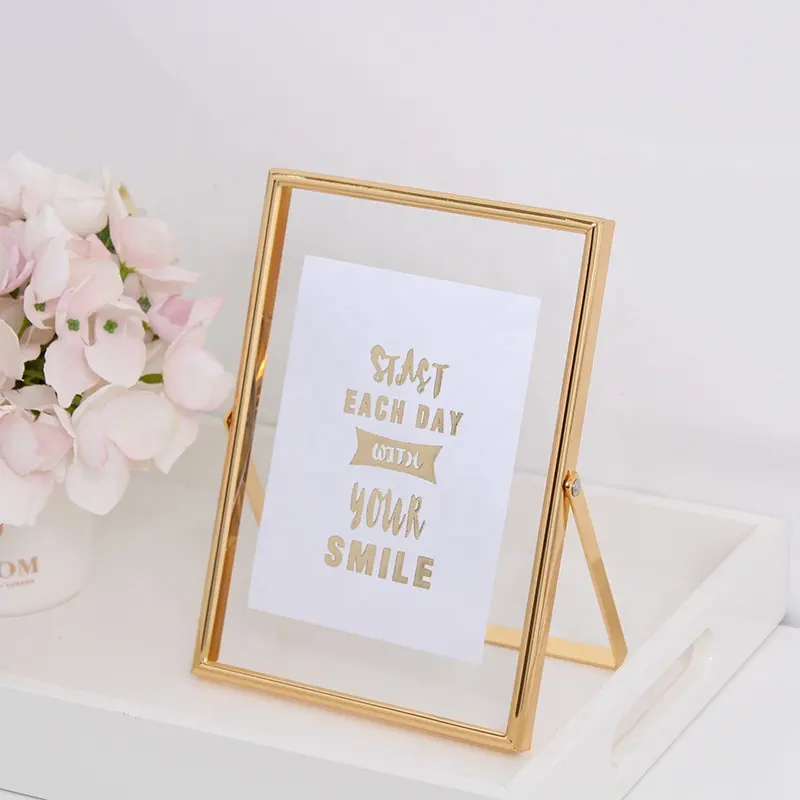 Hot Sale Custom Simple Modern Metal Picture Frame Gold Silver Rose gold Glass Photo Frame