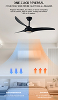 Ventilateur de plafond industriel moderne de 52 pouces avec 3 pales, moteur DC, télécommande noire, lumière LED, 6 vitesses, LED tricolore à intensité variable