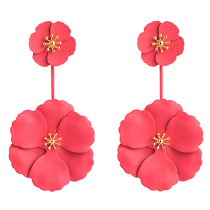 Grandes boucles d'oreilles fleur rouge pour femmes 2025 New Fine Designer Dangle Ruby Flower Boucles d'oreilles Jewely - Product Image 5