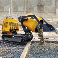 Mini-benne sur chenilles 750 kg à succès commercial, malaxeur à béton avec tambour de 300 L et alimentation auto-chargeante pour tous terrains