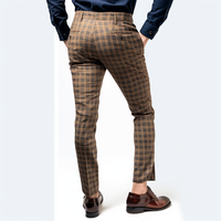 Soild Suit Check Pants Slim Fitness Pantalon à carreaux britannique Pantalon habillé Pantalon d'affaires décontracté pour hommes