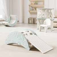 Set Permainan Anak Bertema Laut Modular Multifungsi, Bingkai Panjat Plastik, Perosotan, Ayunan, Meja Playpen, Indoor Montessori