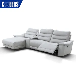 MANWAH新设计可躺式手动皮革躺椅沙发，带按摩和加热功能，适用于客厅家具