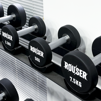 Set Dumbbell Berat Tetap Rouser Fitness Custom Logo CPU, Berbahan Urethane, Tahan Lama, untuk Gym Kebugaran Komersial