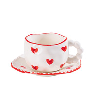 Mug en porcelaine blanche résistant aux hautes températures, fait main, avec un design de dessin animé créatif, peint à la main avec des couleurs sous glaçure