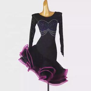 Robe de danse latine à trois niveaux et jupe ample, costume de compétition professionnel pour la rumba, le cha-cha et le jive - Product Image 3