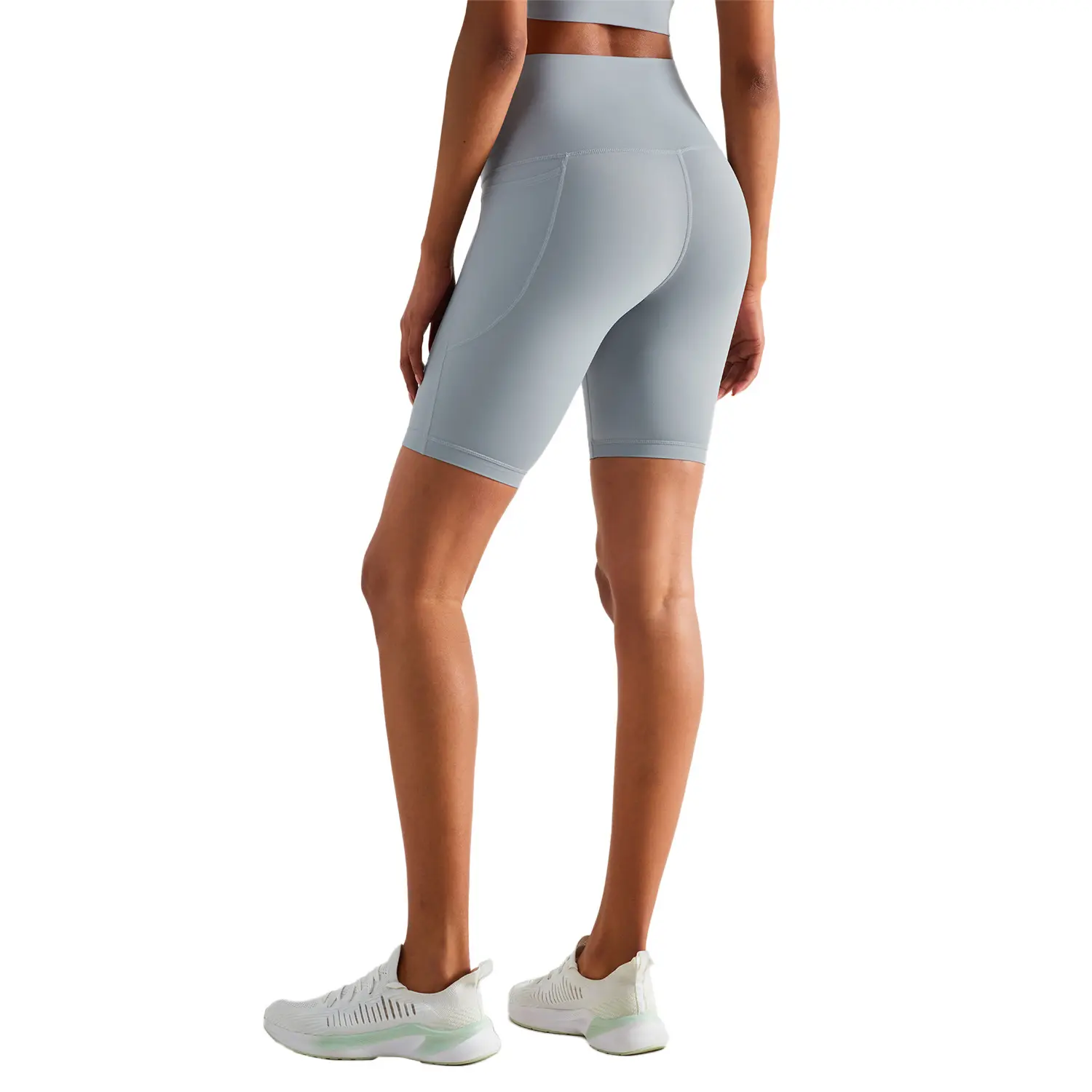 Short de sport de compression coupe sèche femme short de fitness respirant avec poches latérales pour femme