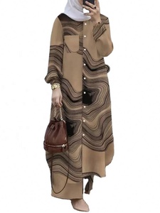 Ropa de <span class=keywords><strong>mujer</strong></span> islámica Abaya señoras vestido <span class=keywords><strong>pantalones</strong></span> a rayas y blusa conjunto para largo último diseño musulmán Tops - Product Image 6