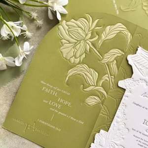 Invitation de mariage personnalisée en papier kraft et papier d'art gaufré écologique 600GSM, impression typographique - Product Image 4