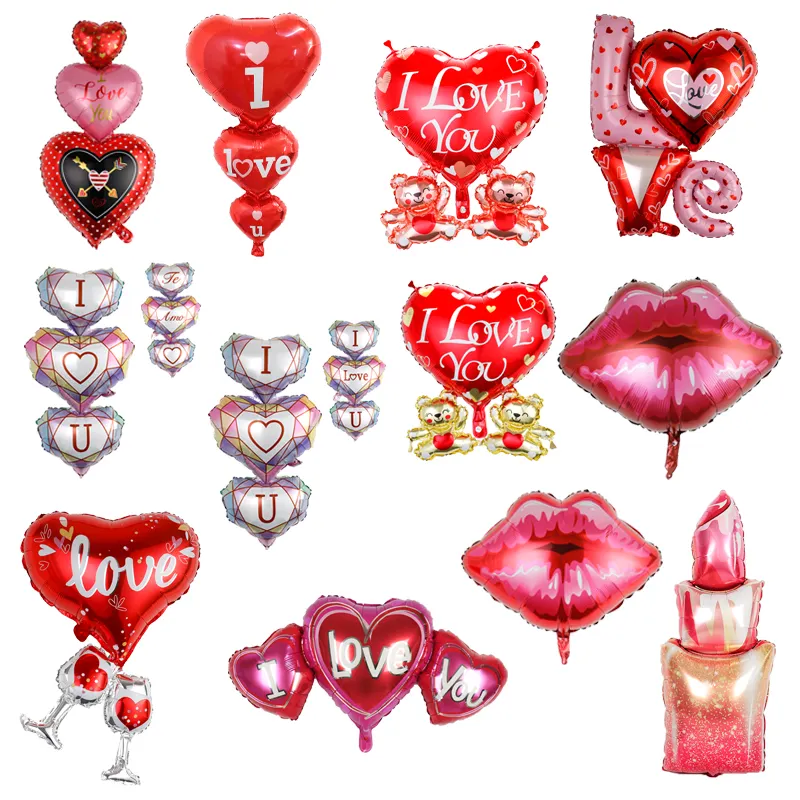 Happy Valentine's Day Mylar Party Balloons I Love You Heart Shape Globos Decoration Wedding Balloons Festival Foil Air Balloons