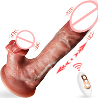 Vollautomatischer Ferngesteuerter Silikon-Dildo mit 7 Stoßfunktionen, 10 Vibrationsmodi und Heizfunktion - Erwachsenen-Sexspielzeug