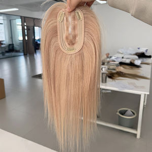 Listo para enviar: Topper de cabello humano ruso de 3x5 pulgadas para mujer, con cutícula alineada, base de seda de parte libre y trama. - Product Image 4