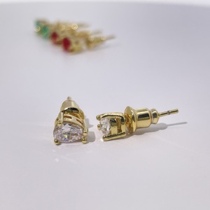 ต่างหูเพชรทรงลูกแพร์ชุบทองเหลือง ดีไซน์เรียบหรู สไตล์คลาสสิก จาก Tianyu Gems สำหรับผู้หญิง - Product Image 2