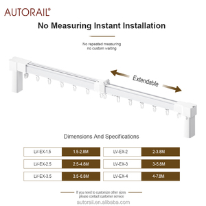 Sistema de Automação Residencial Inteligente: Trilho Elétrico Motorizado Extensível para Cortinas Onduladas (S-Fold) para Casa - Product Image 2