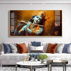 Nuovo Design Om Jai Shree Krishna Dipinto in Cristallo e Porcellana e <span class=keywords><strong>Stampe</strong></span> Artistiche Religiose Indiane <span class=keywords><strong>per</strong></span> Arredamento Soggiorno - Product Image 4