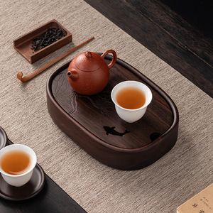 Ebony <b>Tea</b> Tray Oval Draining For Kung Fu <b>Tea</b> <b>Sets</b> Home Use Afternoon <b>Tea</b> - Product Image 4