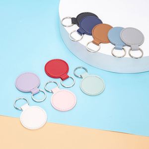 Porte-clés Rétro Créatif en Cuir PU, Porte-clés Rond en Similicuir, Accessoire de Sac, Pendentif, Porte-clés de Voiture - Product Image 4
