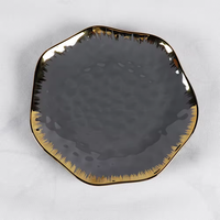 Service de table en porcelaine céramique, plaqué or, couleurs personnalisables, logo personnalisé, passe au lave-vaisselle, vaisselle de luxe moderne, cadeau