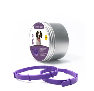 2 piezas de lujo y Simple moderno Perro de peluche collares de alivio de la ansiedad patrón sólido cinta decoración <span class=keywords><strong>calmante</strong></span> calma collares de silicona - Product Image 1