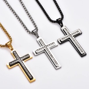 Pendentif Croix Chrétienne Vintage en Zircon avec Collier, Amulette de Prière en Acier Inoxydable, Bijou de Foi, Cadeau - Product Image 4