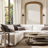 Rhohohill personnalisé moderne blanc lin salon Villa canapé salon meubles L-sectionnel canapé ensemble
