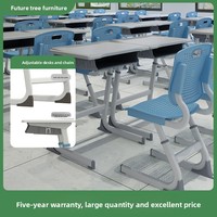 Bureaux et chaises d'école en métal neufs, plateau ABS, hauteur réglable, base antidérapante, design moderne et minimaliste, rangement latéral pour