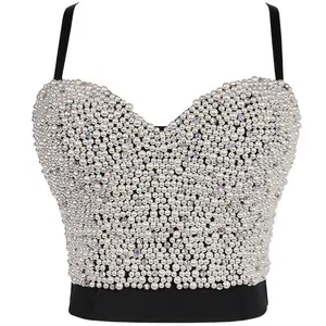Luxury Bubble beads and diamond sling tube top Hand-beaded nightclub bra Women's stage performance suspenders vest